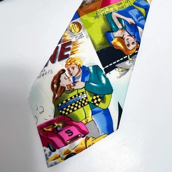 Vintage 1991 Nicole Miller Silk tie, couple theme - Picture 10 of 11